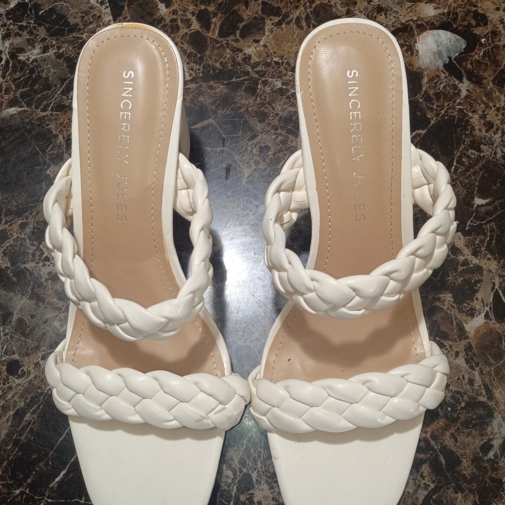 Sincerely Jules Cream Braided Heels